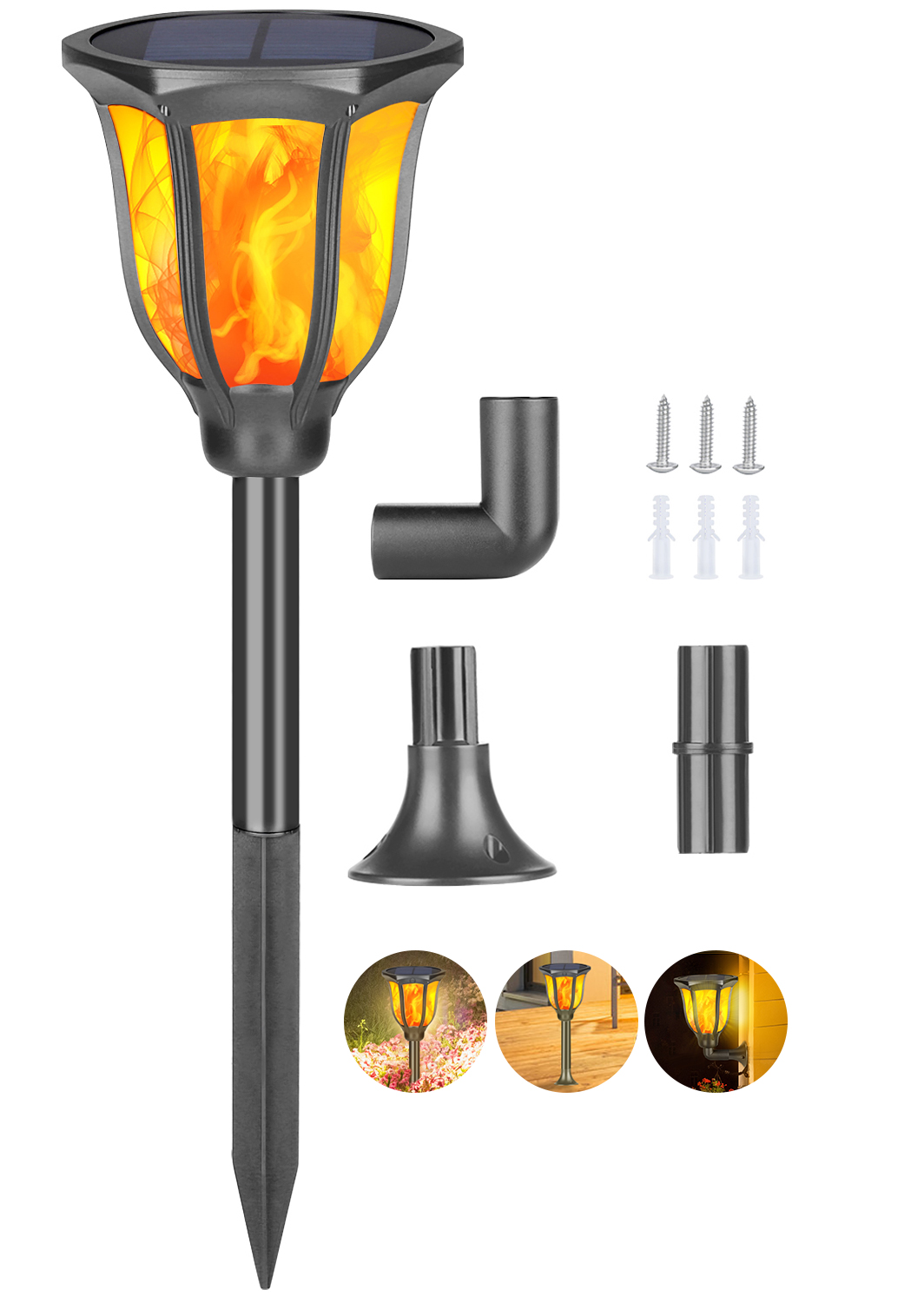 LITOM 12 Pcs Solar Torch Flame Dancing Light, IP65 Waterproof
